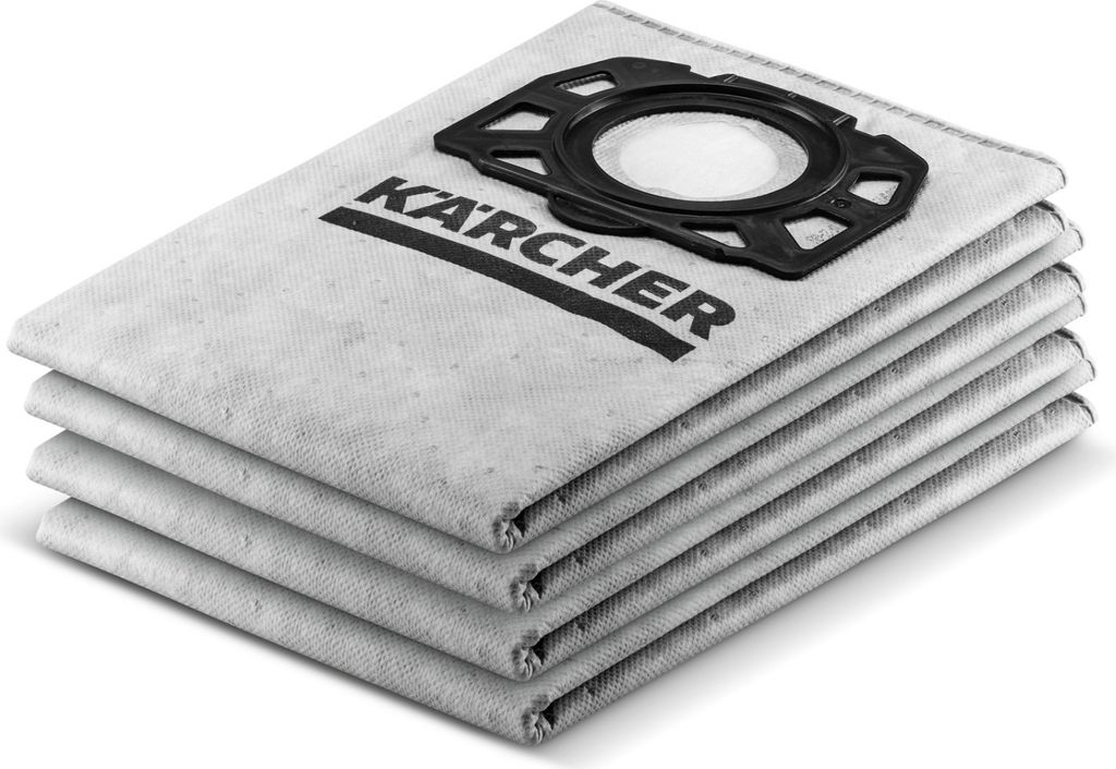 A stack of vacuum cleaner bags with a black plastic adapter on top.