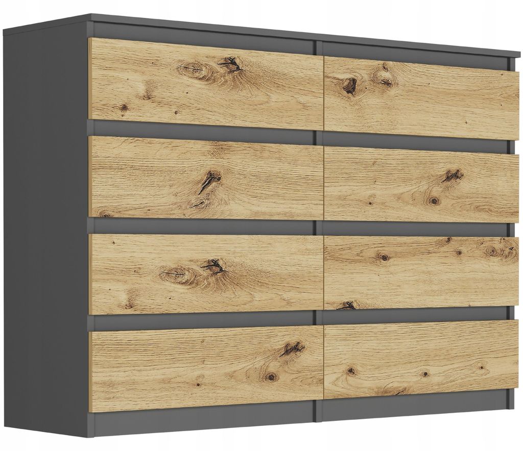 Komoda 140 cm 8 zásuvek skříňka FRAMIRE R-140-S8 antracit Obrázek produktu 