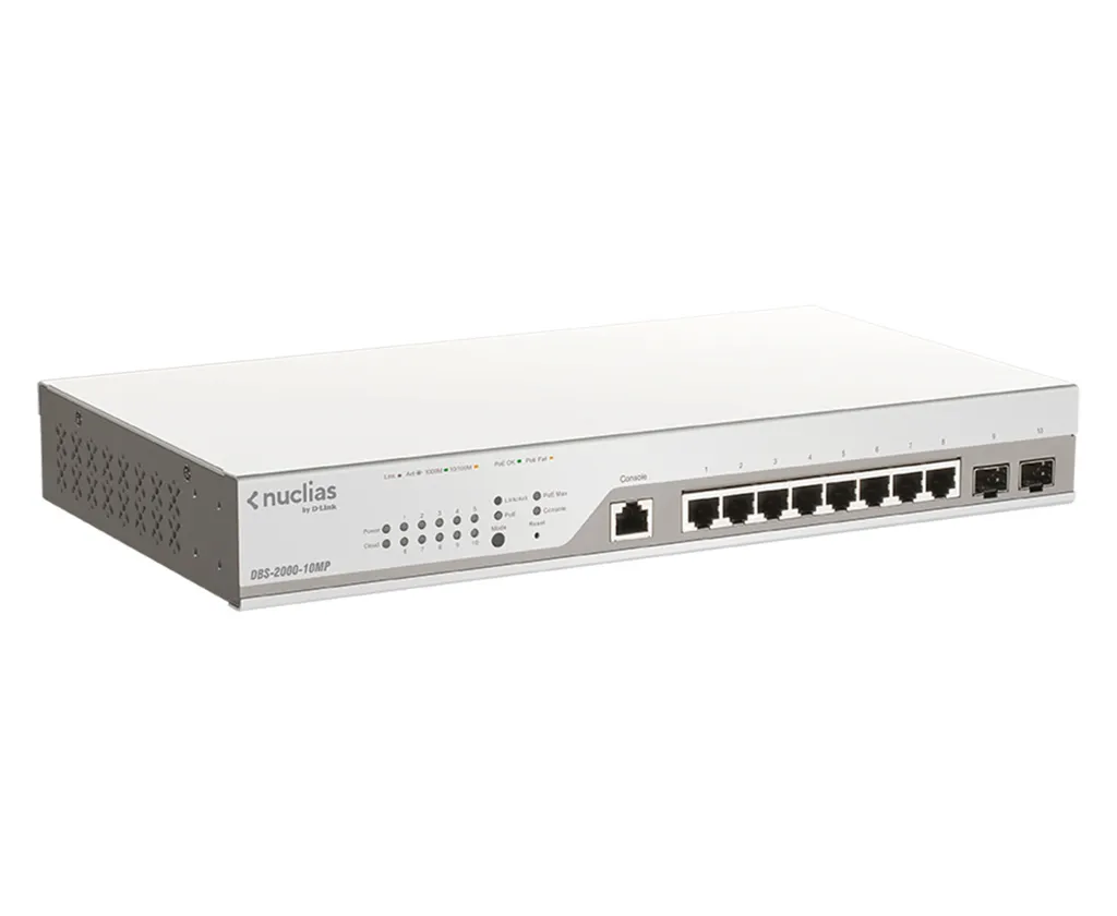 Switch D-Link DBS-2000-10MP : Gérez votre Réseau à Distance via le Cloud