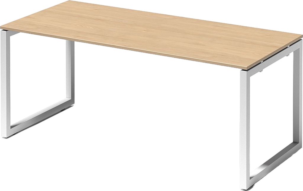 Bisley Cito Schreibtisch O-Gestell fixiert - Nachbildung Ahorn, Größe: 180 x 80 cm, Gestell: Verkehrsweiß