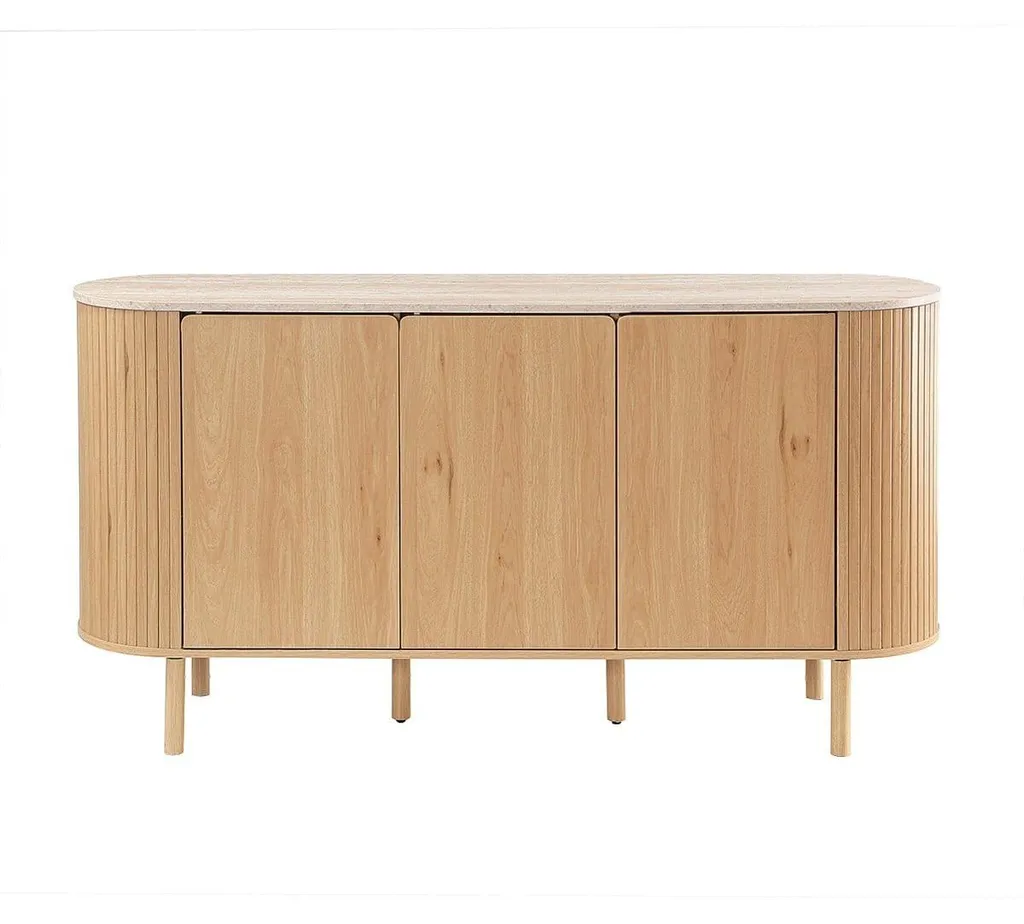 Buffet Enfilade 3 Portes Helios 160 cm Plateau Décor Travertin