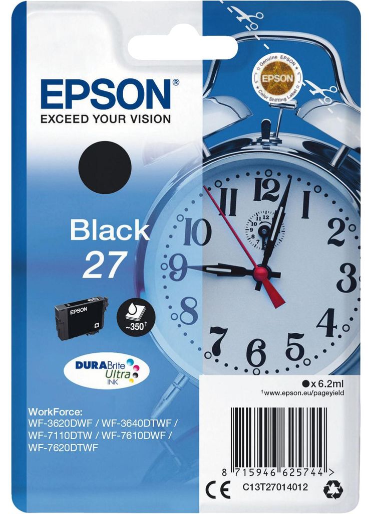 Epson Alarm clock Singlepack Black 27 DURABrite Ultra Ink, Obrázok produktu 