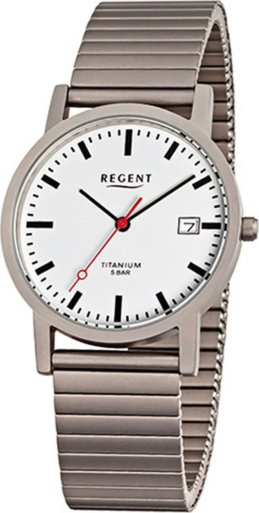 Regent Titan Damen-Herren Uhr F-475 Quarzuhr Armband silber grau D2URF475