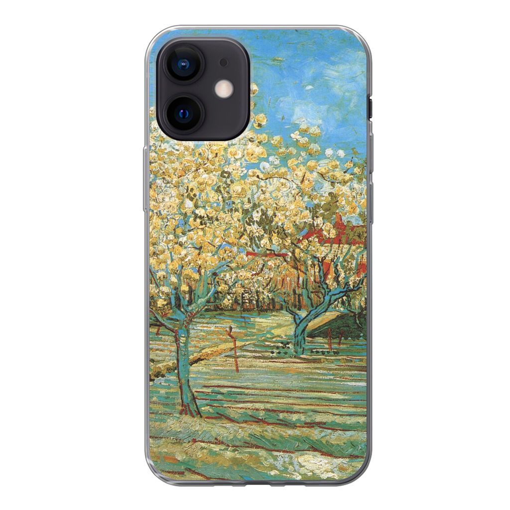 MuchoWow Handyhülle Schutzhülle Hülle für iPhone 12 Blühender Obstgarten - Vincent van Gogh Silikon Softcase Handy Hülle - Schutzhülle