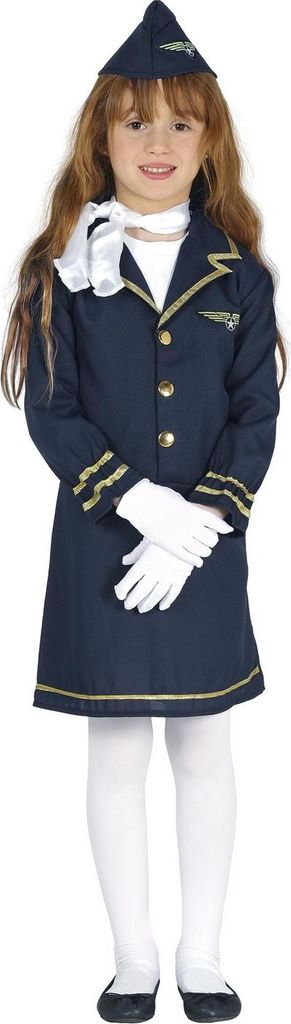 Fiestas Guirca - Flugbegleiterin-Kostüm für Mädchen Set FG1099 (104) (Blau)