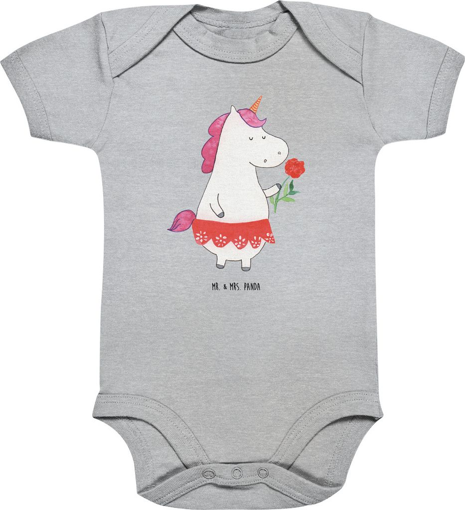 Mr. & Mrs. Panda Strampler Einhorn Dame 12. - 18. Monat - Heather Grey - Geschenk, Unicorn, Einteiler, Bachelorette, Bachelor, babykleidung body, o...