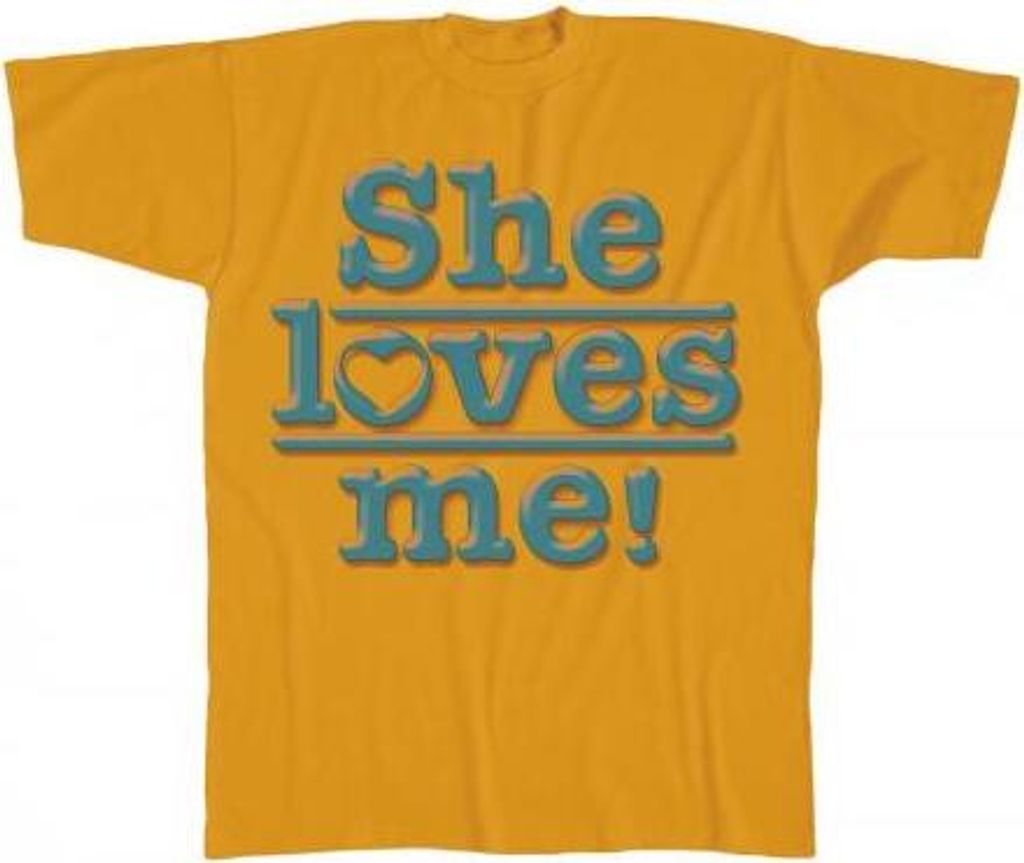 T-SHIRT uni mit Motivdruck - She loves me - 09669 orange - Produktbild 