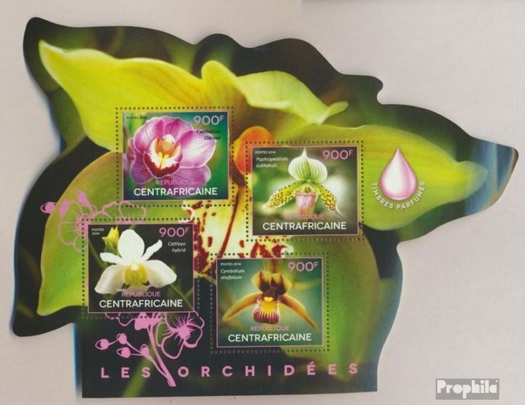 Briefmarken Zentralafrikanische Republik 2014 Mi 5060-5063 Kleinbogen (kompl. Ausgabe) postfrisch Orchideen