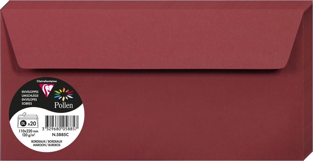 Clairefontaine 5885C, DL (110 x 220 mm), Pink, Papier, 120 g, 20 Stück(e), Forest Stewardship Council (FSC)