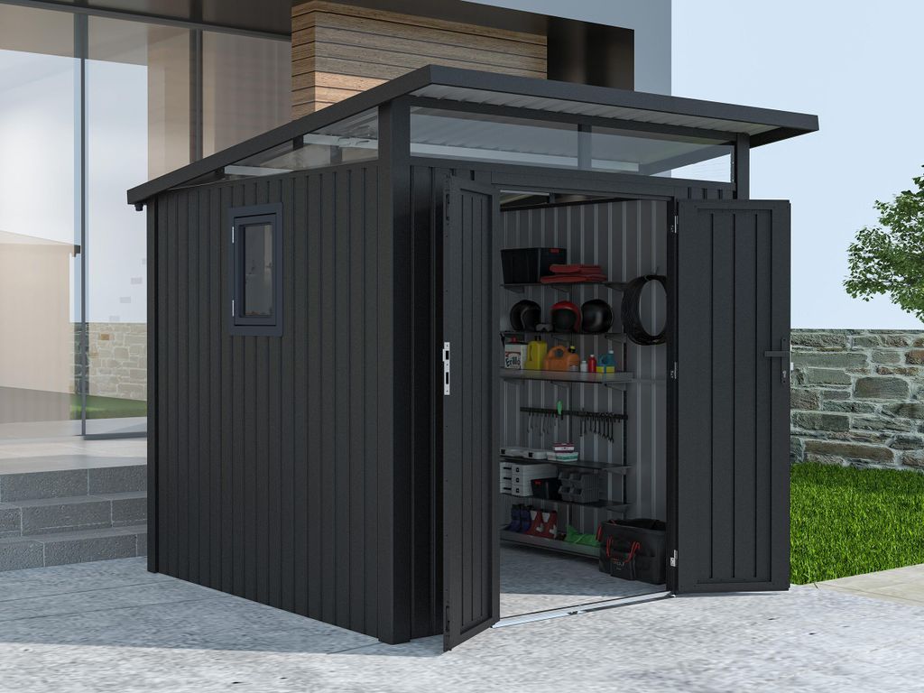 Metall Gerätehaus Modell Skylight 4,45 m² Anthrazit