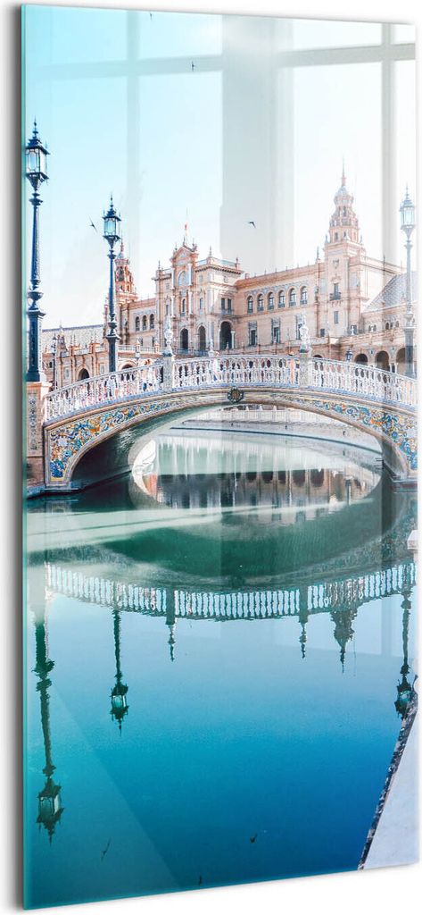 Designer Glasbild - Wandbild - Glas Bild - 70x140 cm - Plaza De España In Sevilla