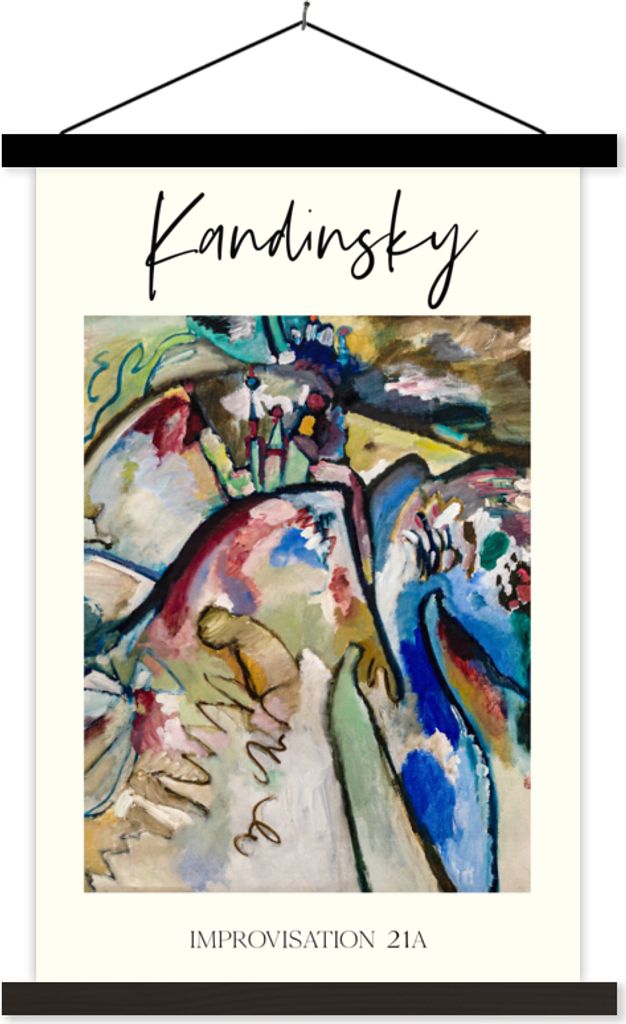 MuchoWow Textilposter Kunst - Improvisation 21A - Kandinsky 60x90 cm mit schwarzem Rahmen - Poster Wohnzimmer
