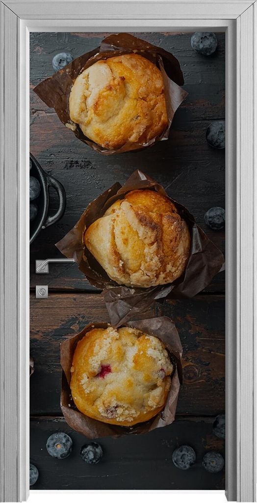 Tür Selbstklebende 90x210 cm Türfolie Türtapete Klebefolie - Blaubeeren Muffin