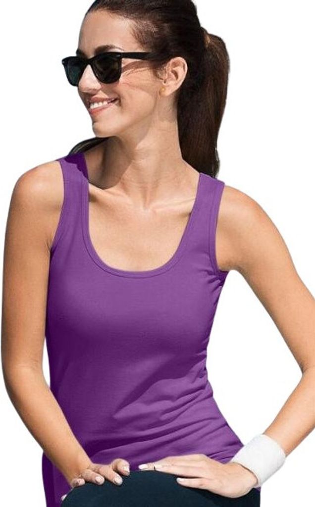 Damen-Tanktop, 95% Baumwolle, 5% Elasthan, unbedruckt, Produktbild 