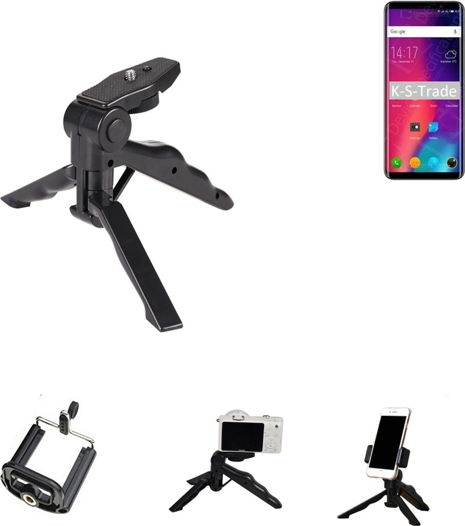 K-S-Trade Stativ Tisch-Ständer Dreibein Handy-Stativ Ständer kompatibel mit Elephone U Pro Mini-Stativ Smartphone Tripod Handy-Stativ aus Plastik