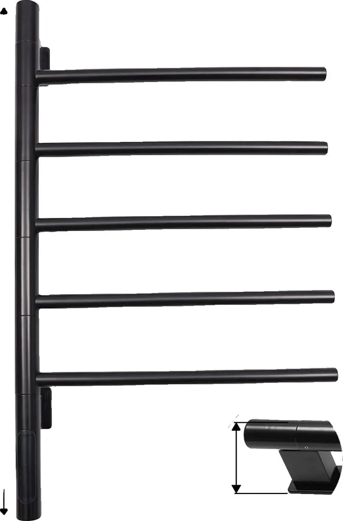 Porte-serviettes chauffant mural noir mat 50cm pour salle de bain chic