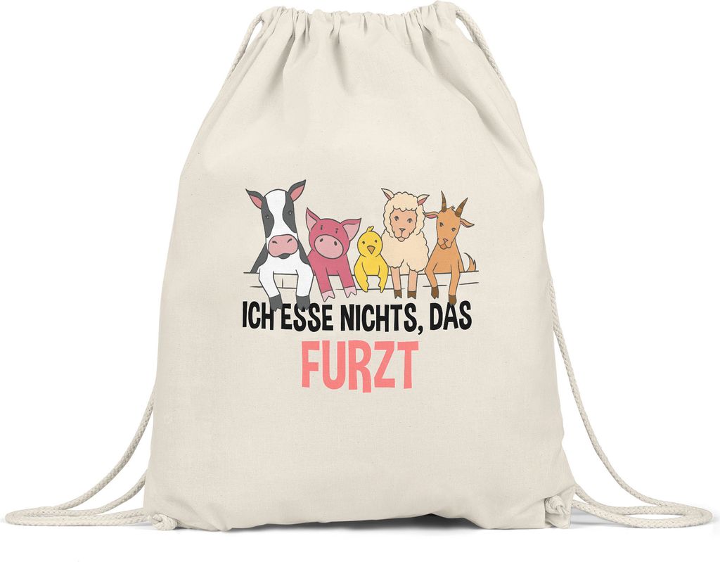 Ich Esse Nichts Das Furzt Turnbeutel Gymsack Vegan Vegetarier Plant-Based Geschenkidee Tierwohl Tierleid