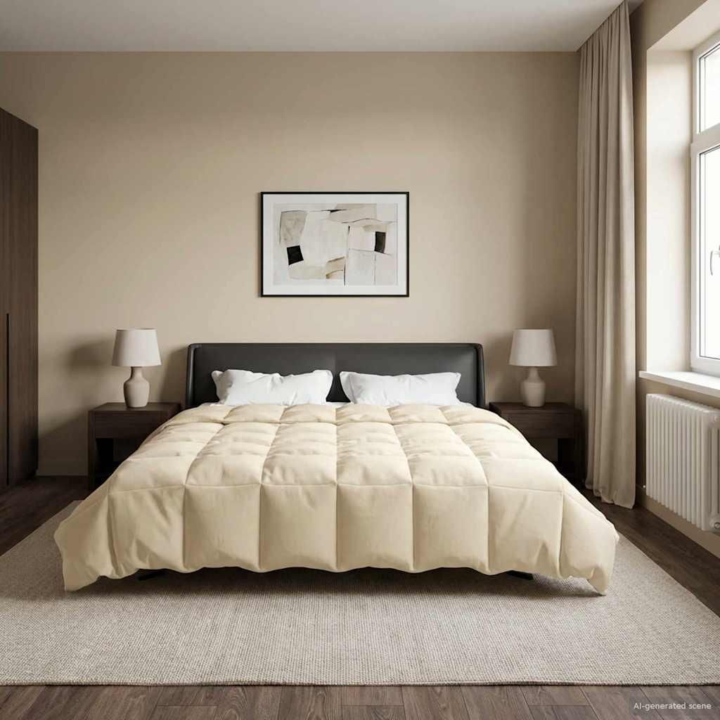 Ganzjahresbettdecke Gepolstert Creme 240 x 260 cm Mikrofaser - Bettdecken DE1018