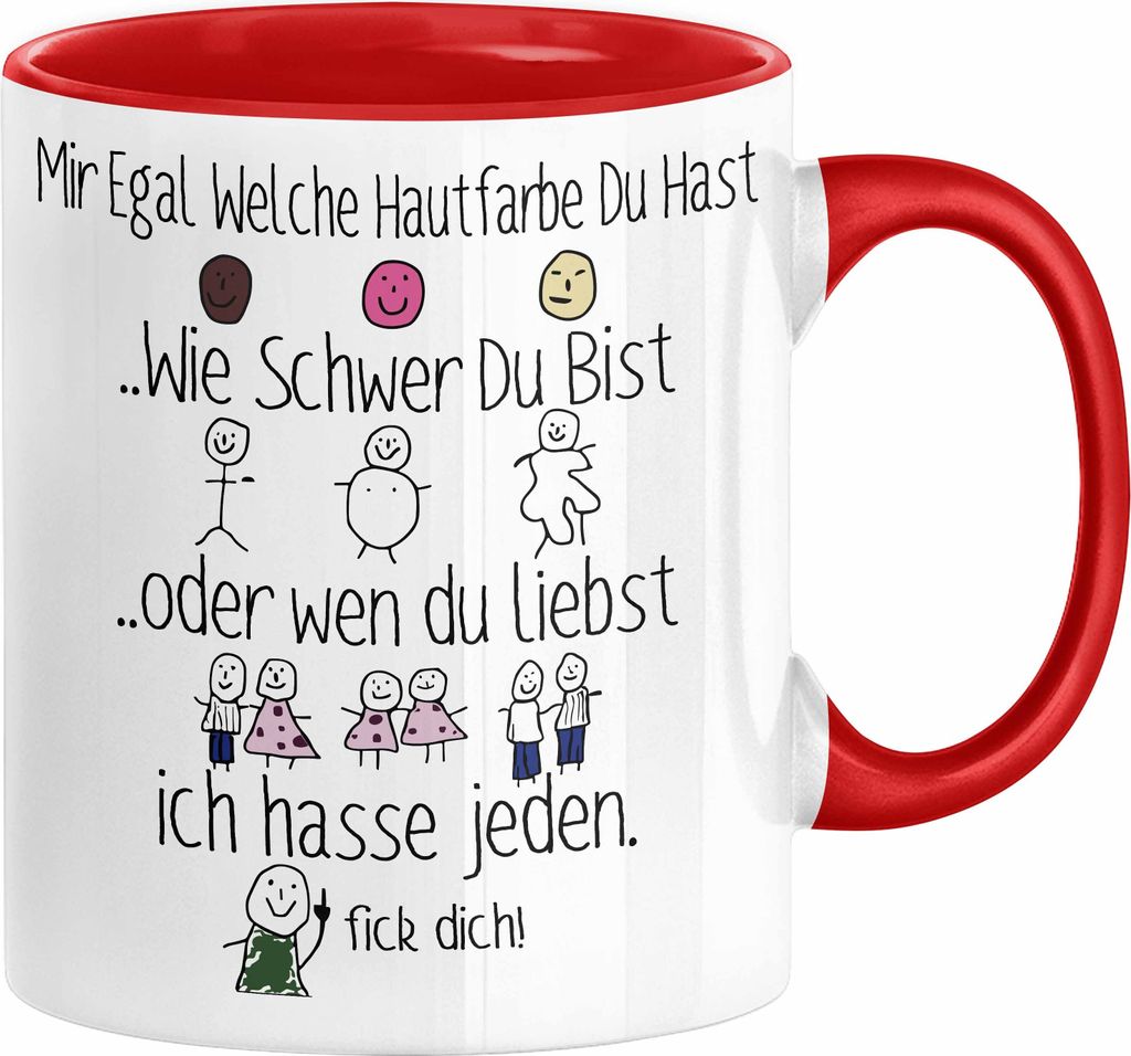 Ich Hasse Jeden Tasse Geschenk Beste Freundin Humor Arbeitskollegin Büro-Tasse Sarkasmus Ironie Geschenkidee Mir Egal Welche Hautfarbe Du Hast Kaf...