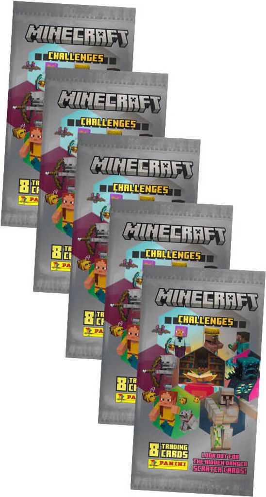 Panini Minecraft 4 Karten - Sammelkarten Challenges Trading Cards (2025) - 5 Booster