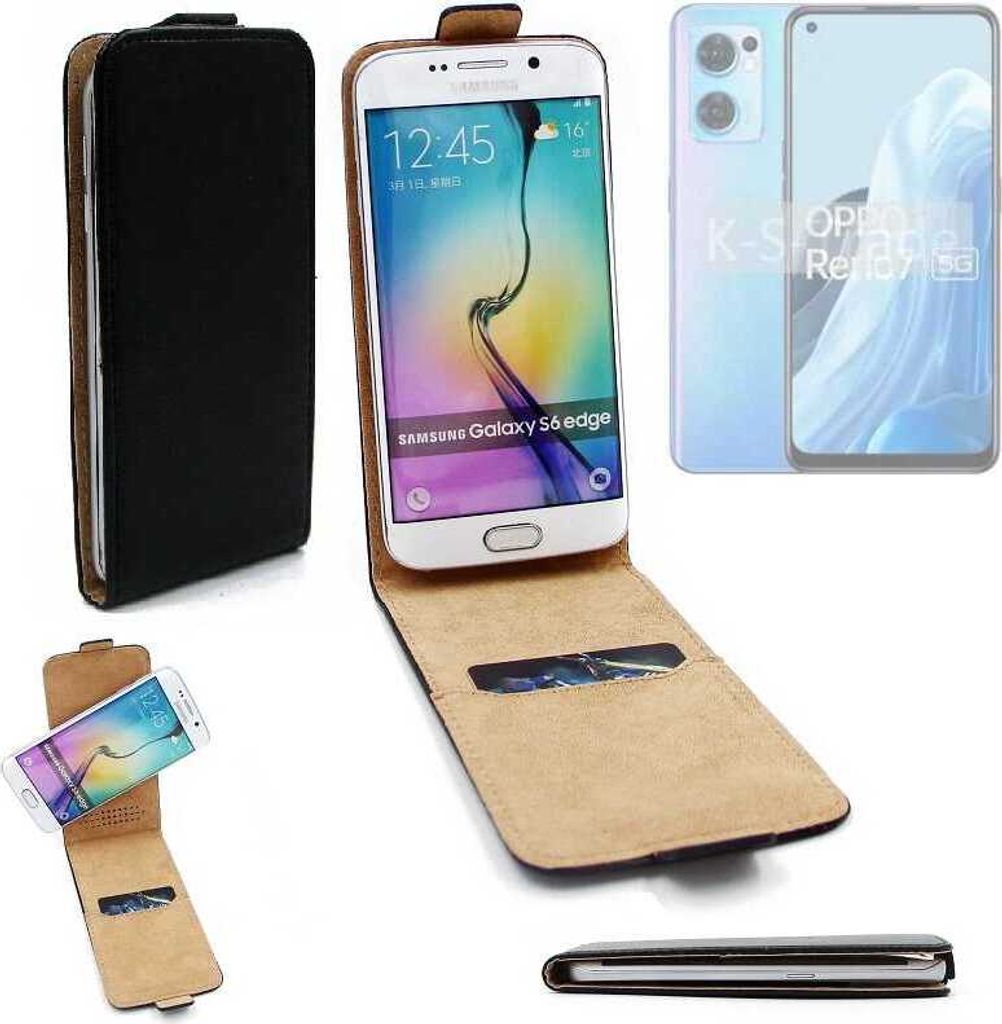 K-S-Trade Schutzhülle Handyhülle kompatibel mit Oppo Reno7 5G Flipstyle 360° Smartphone Tasche, schwarz, Case Flip cover