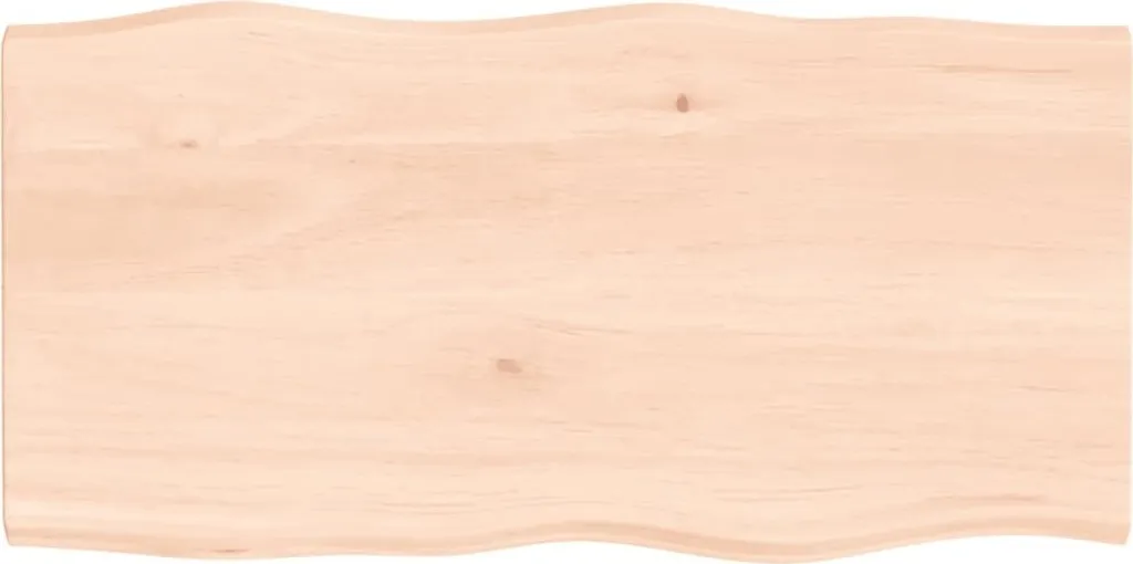 Piano del tavolo 80x40x2 cm in rovere massiccio non trattato con bordo ad albero