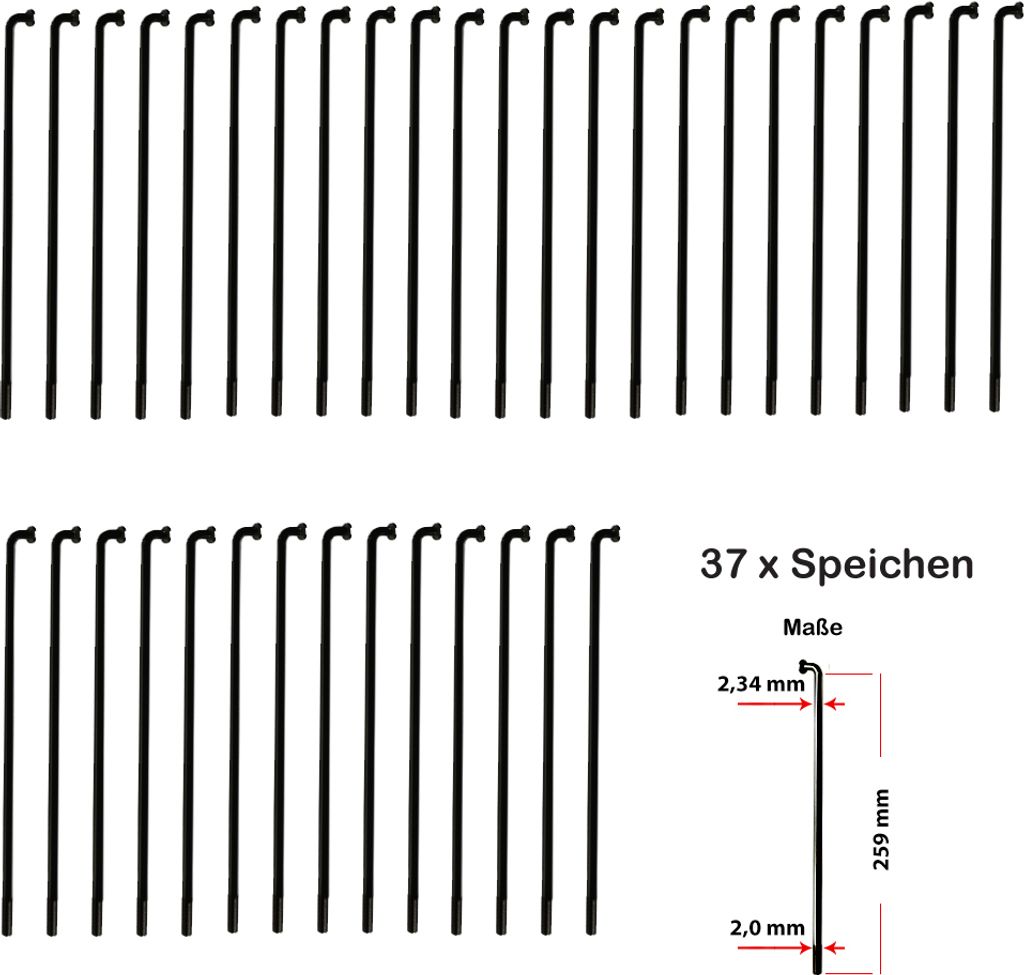 37 Stück Speichen SAPIM Strong 13G 259 mm verstärkt Dickend Produktbild 