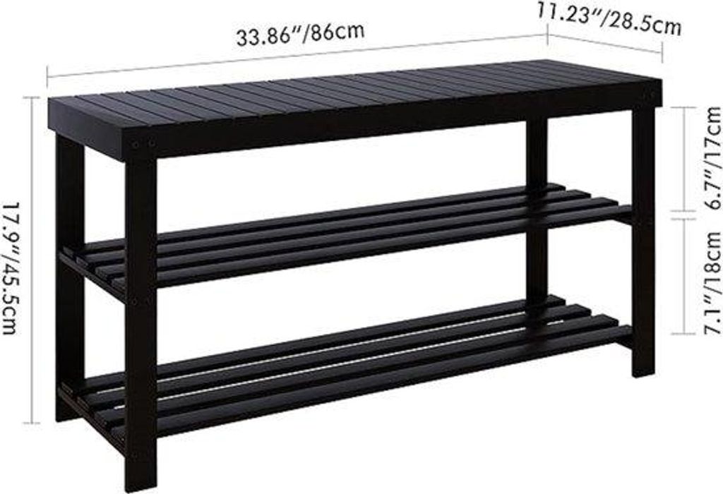 Schuhregal mit Sitz - Schuhregal aus Metall, 86 x 28,5 x 45,5 cm