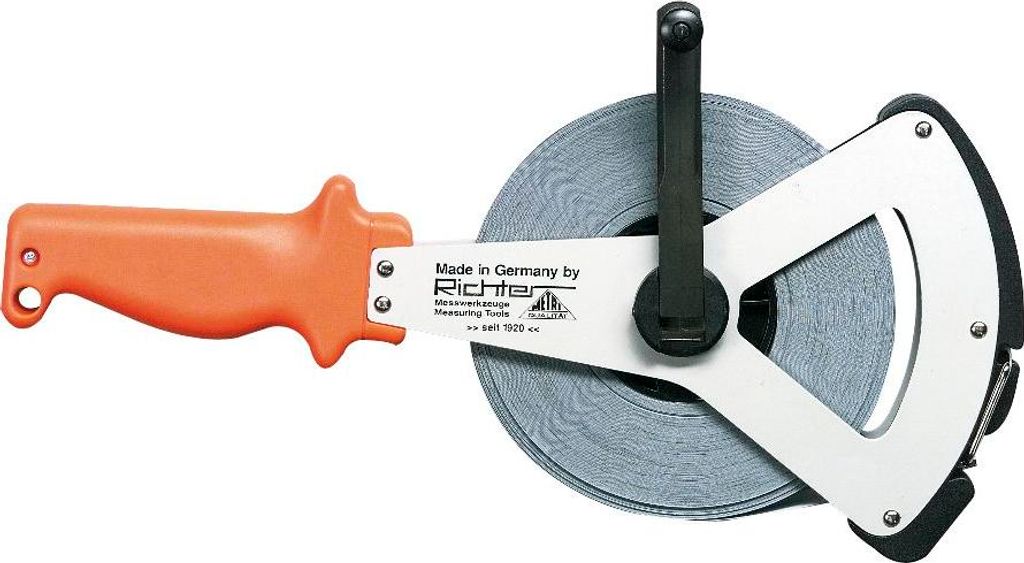 RICHTER Rahmen Stahlmaßband Metri 20 m weißlackiert Anfang A Genauigkeit II
