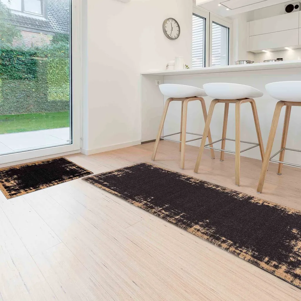 Chemin de table de cuisine marron lavable - Tapis de sol polyvalent - 5