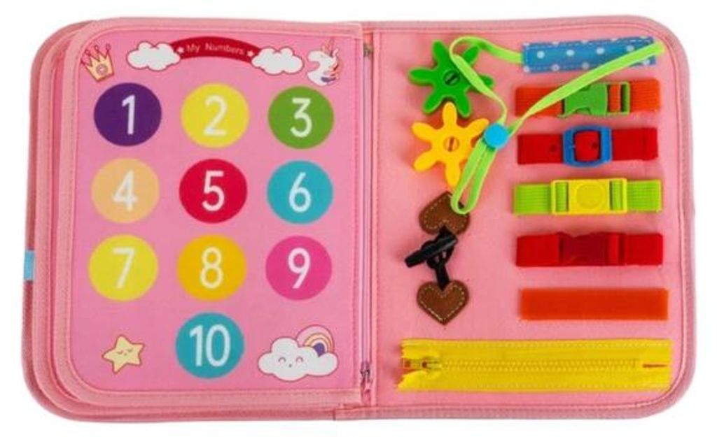 Kruzzel Sensory Manipulative Board Book – Montessori, 7-in-1-Aktivitäten, Lernen zu befestigen, zählen und formen