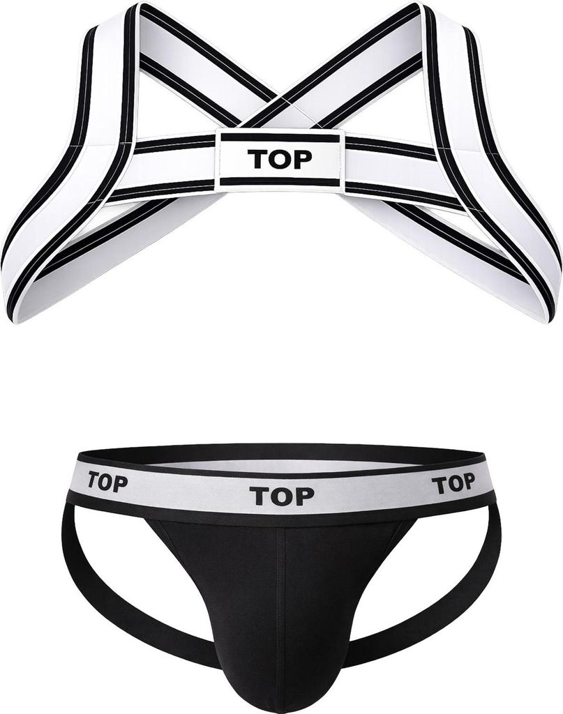 Barcode Berlin TOP Multipack 1x Jockstrap Black + 1x Harness White-Black - Größe S