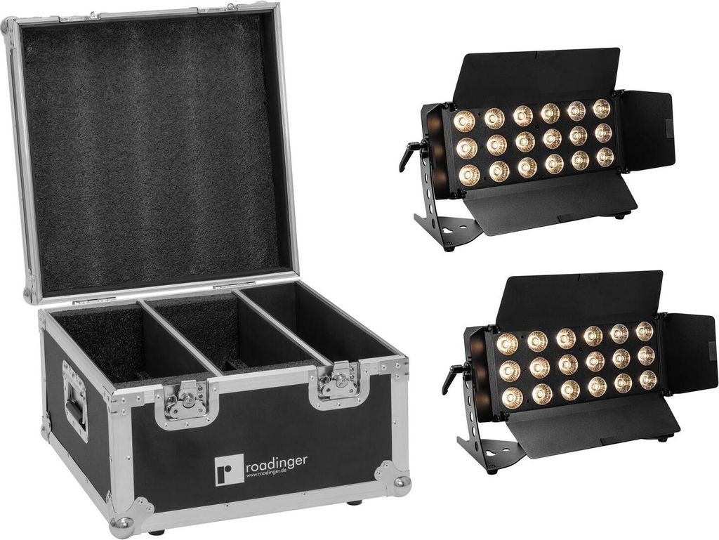 EUROLITE Set 2x LED CLS-18 QCL RGB/WW 18x7W + Flightcase