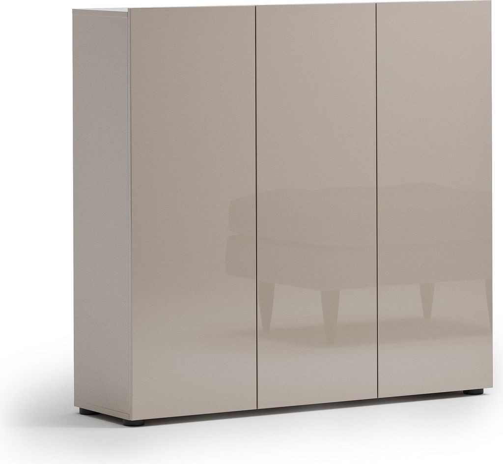 Dmora Schuhschrank Unter 120x34x115h cm Taubengrau, 24 Paar 10 Regalböden