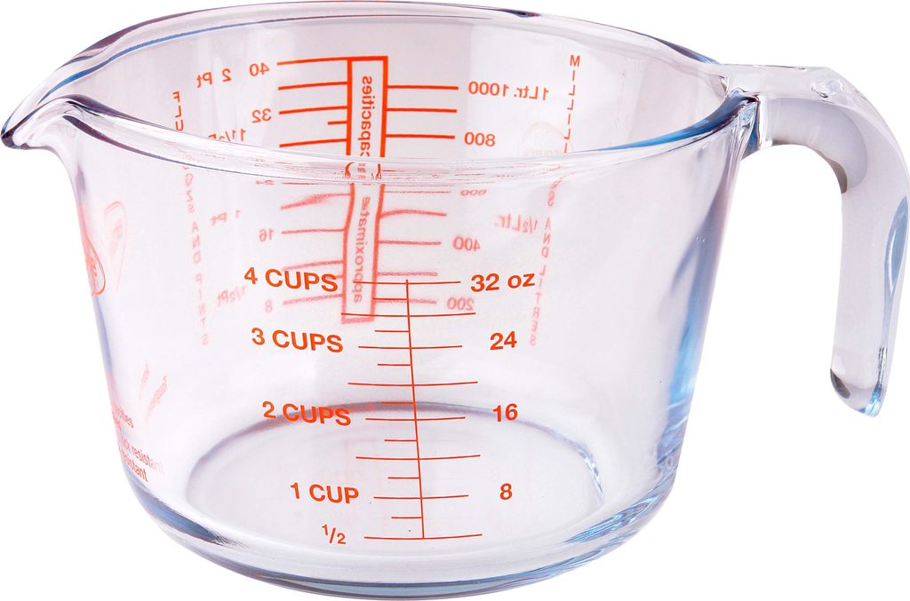 Messkanne, Messbecher, Borosilikat, transparent, 1l, Ø15.5cm, Höhe:11cm