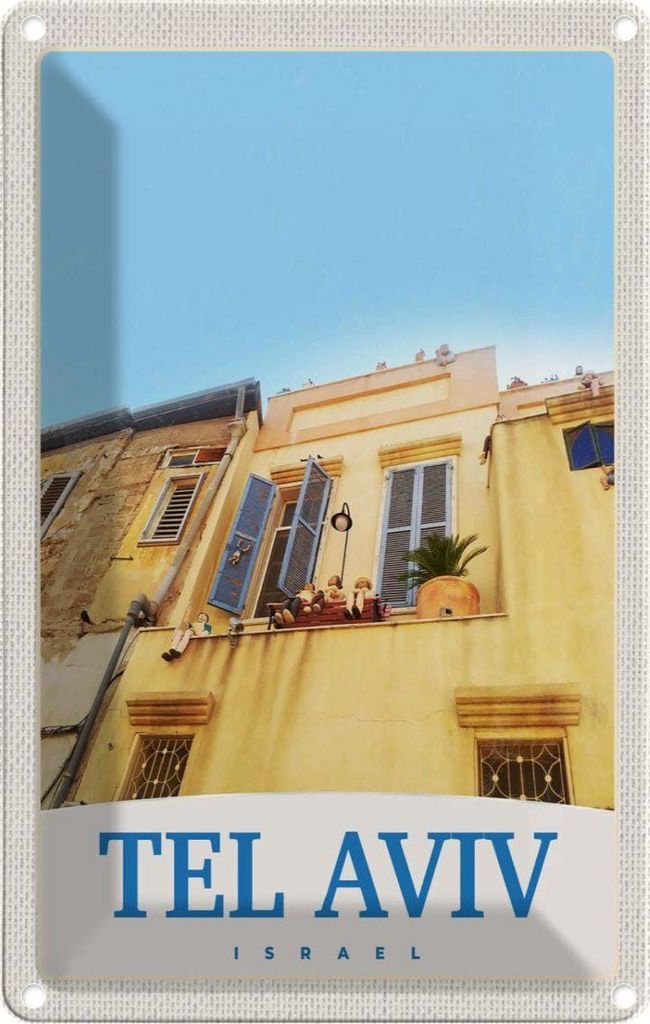 vianmo Blechschild 30x20 cm Tel Aviv Israel Stadt Gebäude Bildmotiv Reisemotiv Abenteuer Reisen Urlaub
