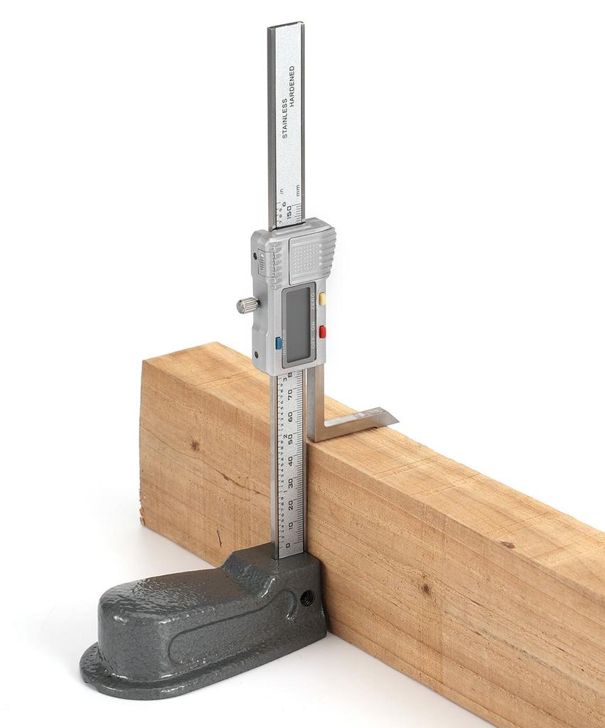 Digitaler Höhenmesser 0-150mm Präzisions Höhenmessgerät LCD Anzeige Zoll & mm Messschieber für Holzverarbeitung Metall, Silber