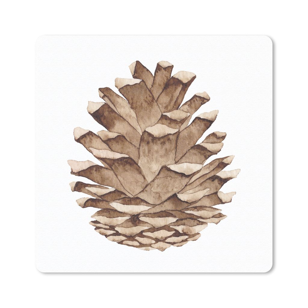 MuchoWow Mauspad Mousepad Aquarell - Tannenzapfen 20x20 cm - Mousepads - Maus Mat - Pad - Mausunterlage - Desk Mat - Bureauartikeln