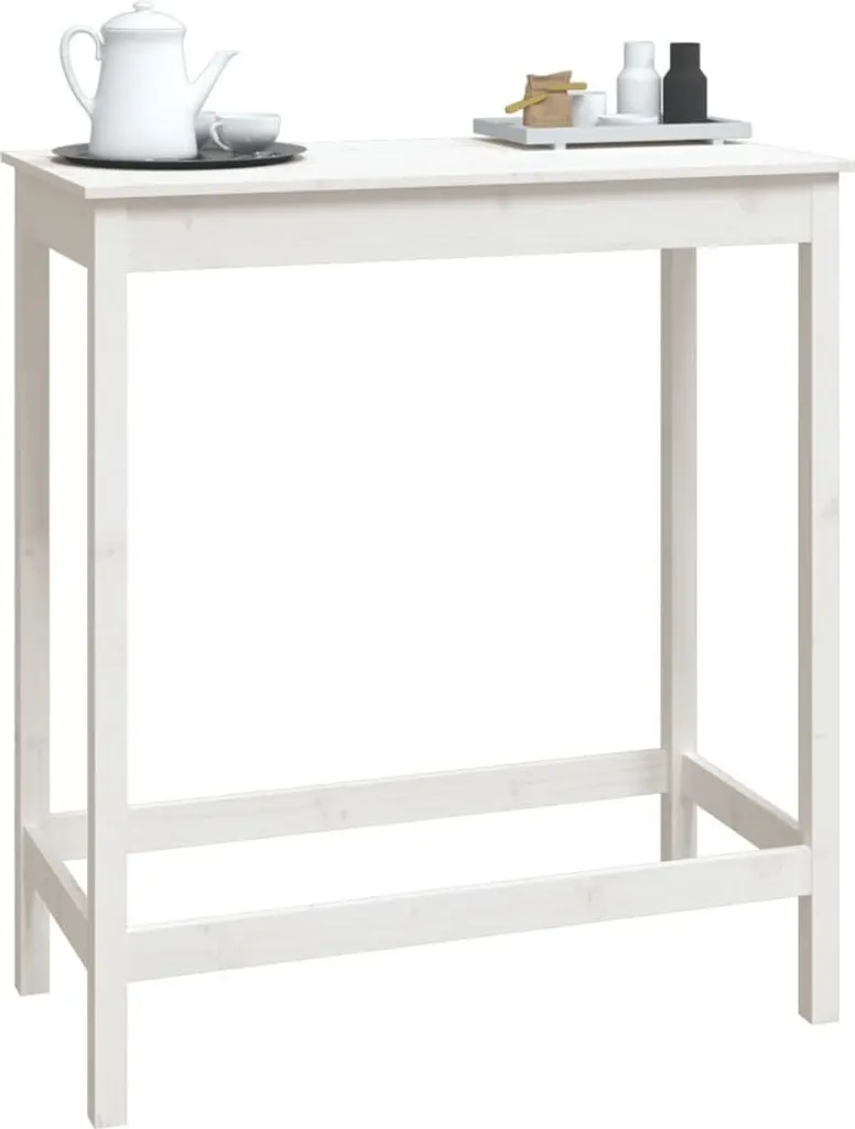 Tavolo Bistrò vidaXL Bianco 100 cm Legno Pino Massiccio per Cucina - 4