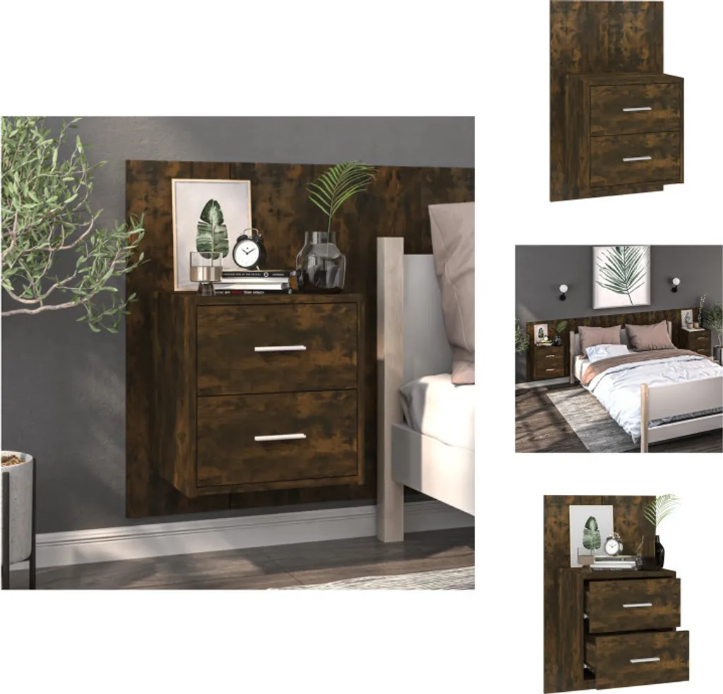 vidaXL Table de nuit murale chêne fumé 807091 - Table de chevet design