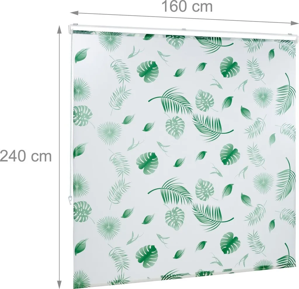 Store de douche imprimé Feuilles vertes imperméable et anti-moisissure - 4