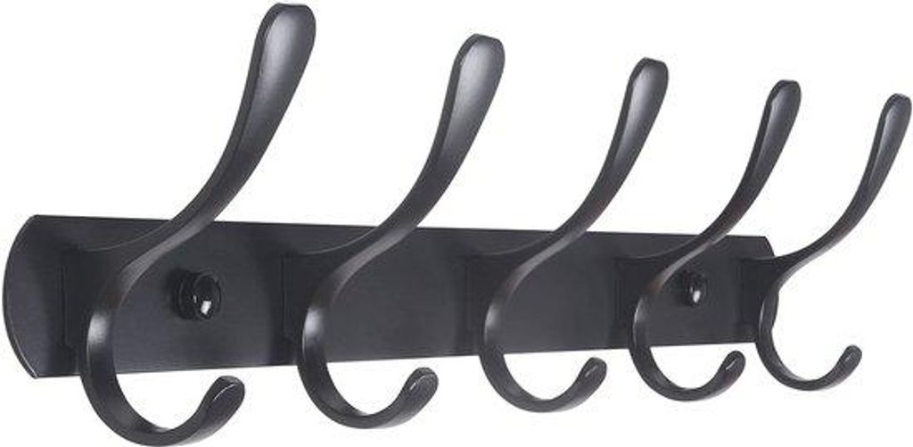 Moderne Metall-Kapstok, 5 Haken, schwarz, für Kleidung und Accessoires