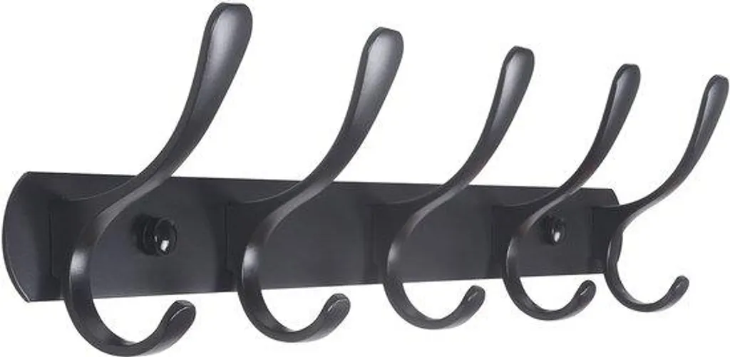 Patère murale noire en métal design moderne à 5 crochets pour la maison