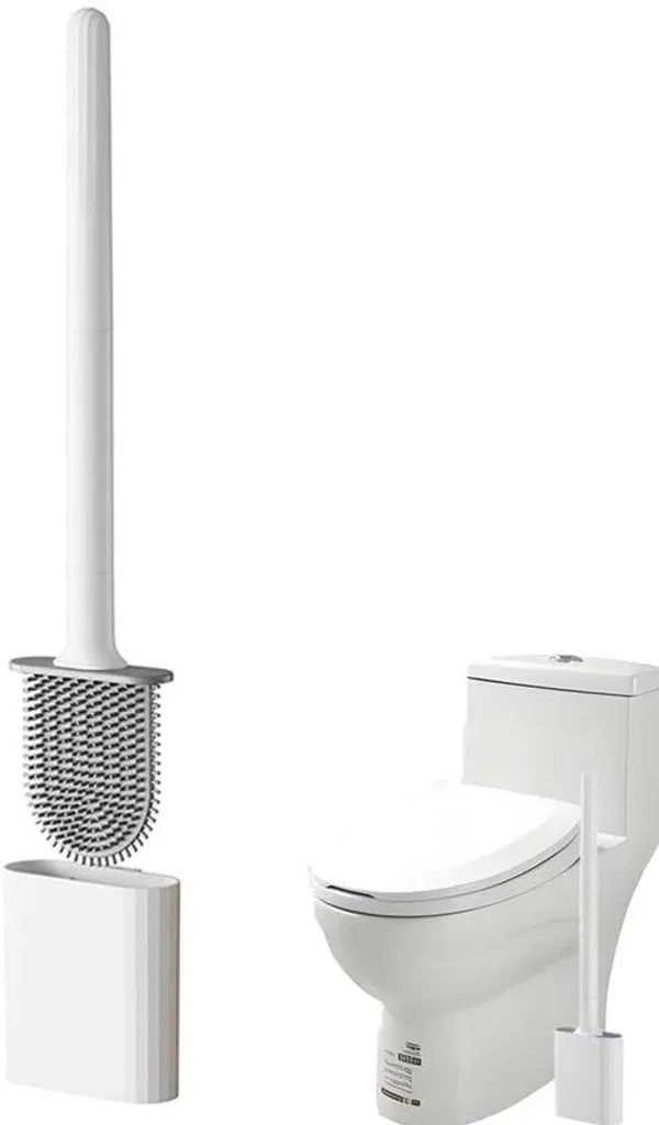 Balayette de WC suspendue en silicone blanc avec tête à séchage express