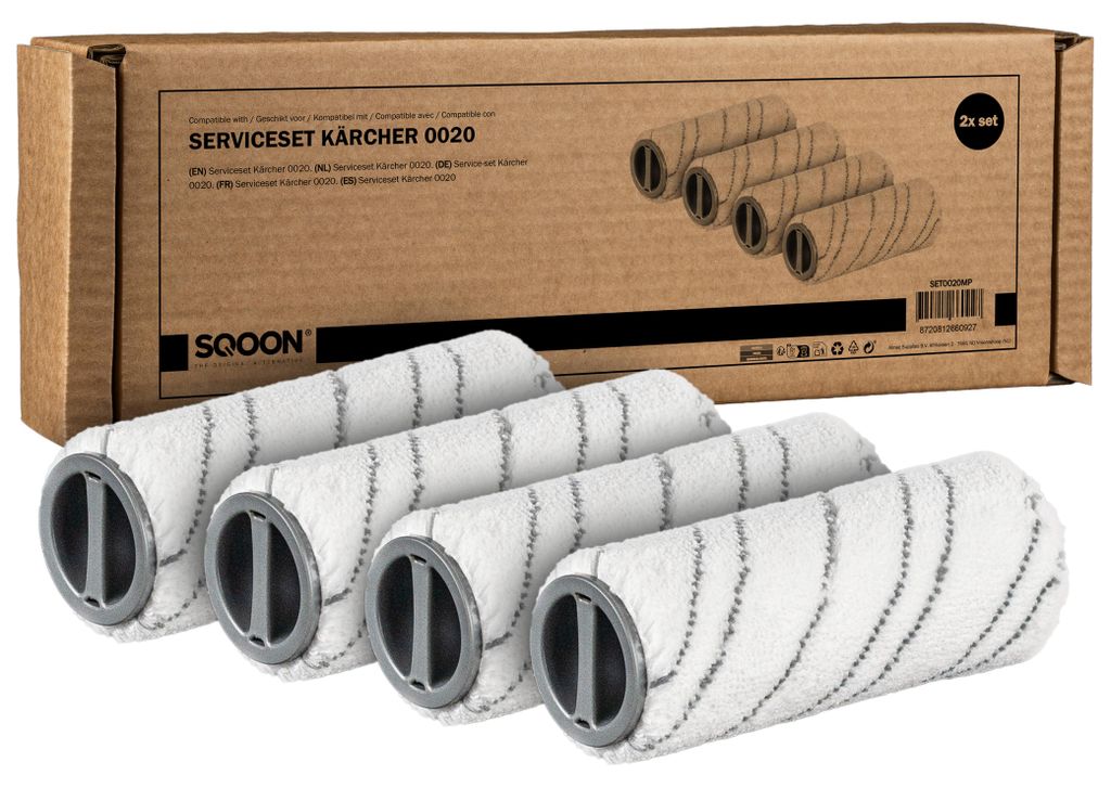 SQOON Mikrofaserwalzenset 4 Stück Ersatz für Kärcher 2.055-006.0 Kompatibel mit Kärcher EWM 2, FC 3, FC 5, FC 7, FC 8,Hochwertige Reinigungswal...