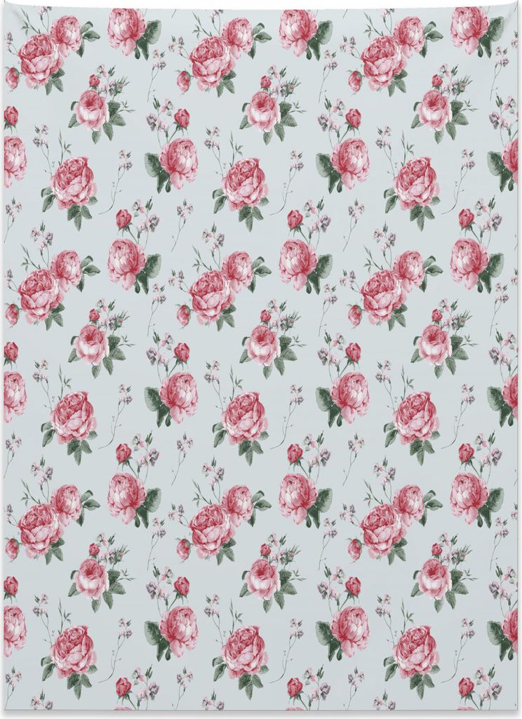 Abakuhaus Romantisch Wandteppich, Frühlingsblumen Rosen aus Weiches Mikrofaser Stoff Kein Verblassen Klare Farben Waschbar, 110 x 150 cm, Mandelgr...