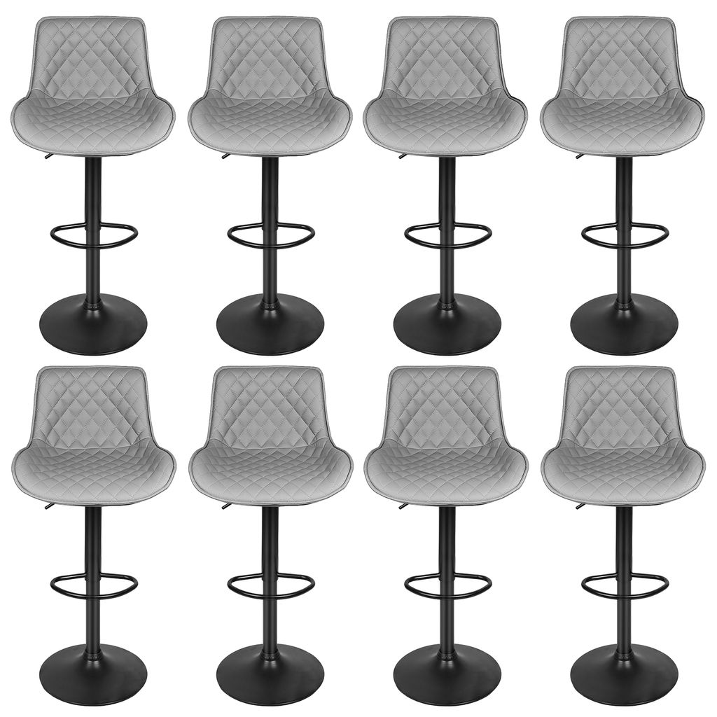 8er Set Barhocker Barstuhl Küchenhocker Drehstühle Tresenstuhl Modern Kunstleder Bar Stühle - Hellgrau