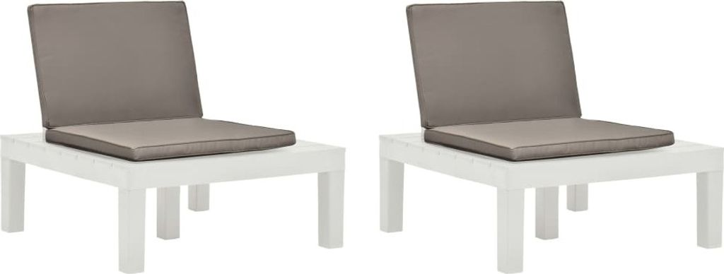 Gartenstühle mit Auflagen 2 Stk. Kunststoff Weiß
