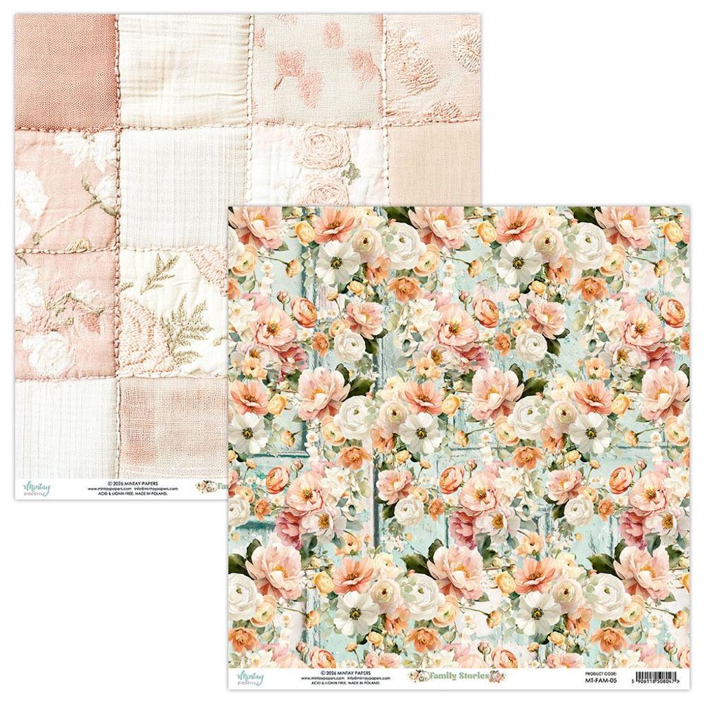 MINTAY 30x30cm doppelseitig Scrapbooking Craft Papier 240g- Family Stories 05