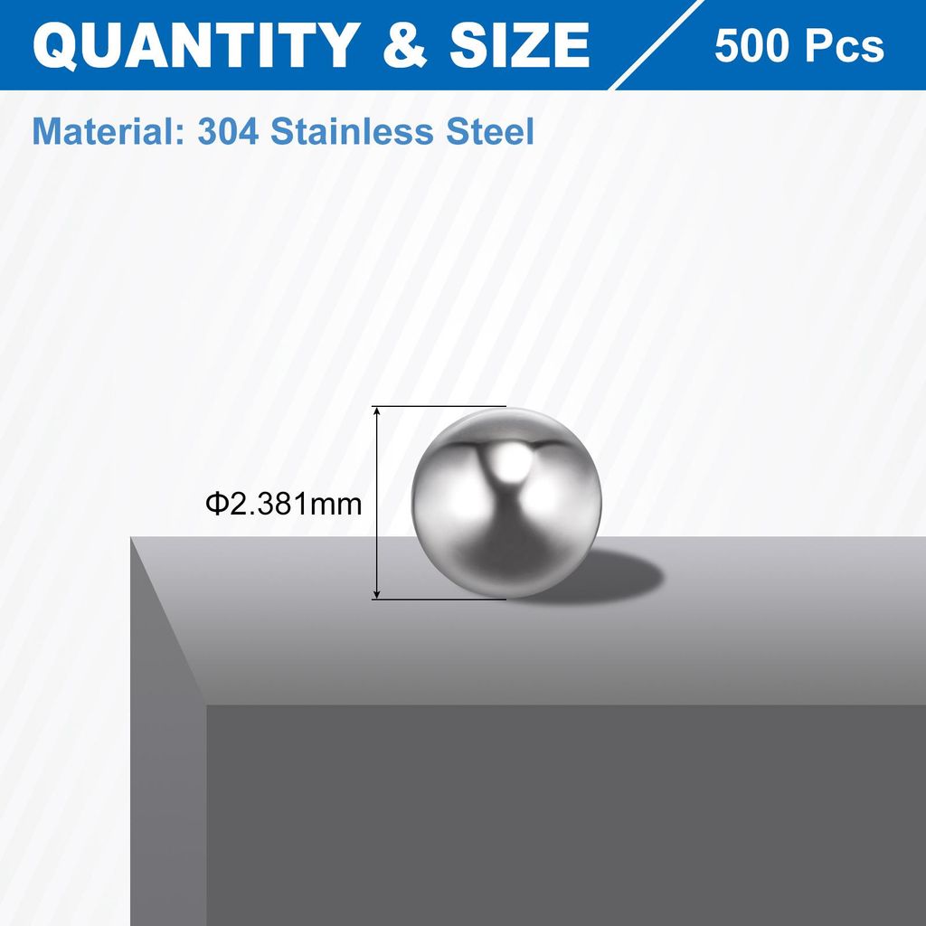 500 Stš¹ck Kugellager Stahlkugeln, 2.381mm Kugellager Kugeln 304 Edelstahl Edelstahlkugeln G100 Pr?zisions Metallkugeln Lager Stahlkugeln fš¹r ...